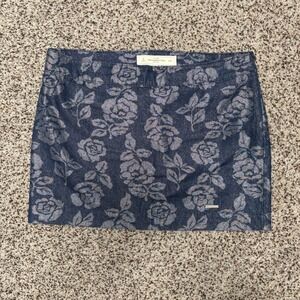 Abercrombie & Fitch Floral Mini Skirt Denim Rose Print‎ Y2K Size 28